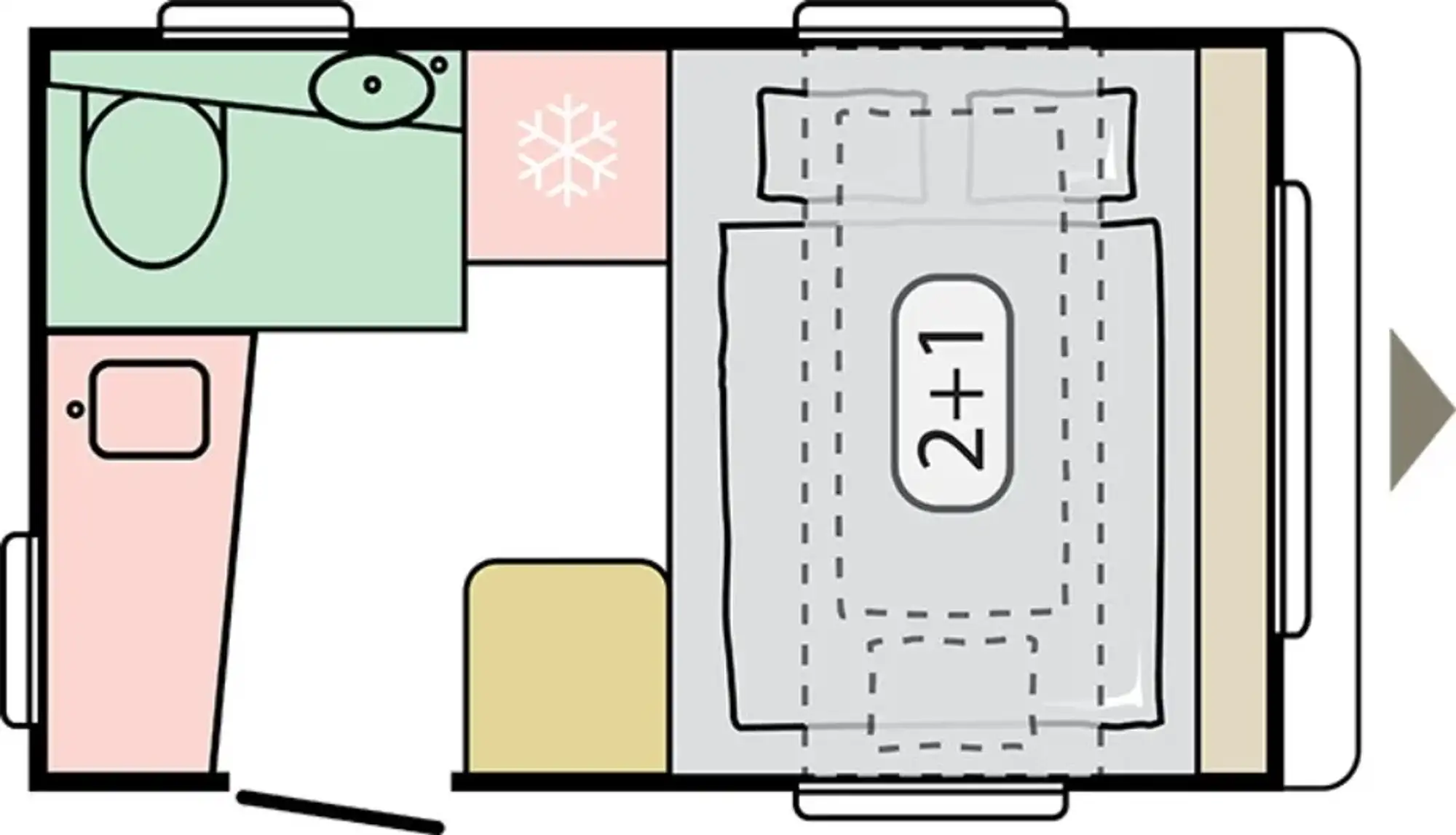 Půdorys Aviva Lite 300 LH – noc