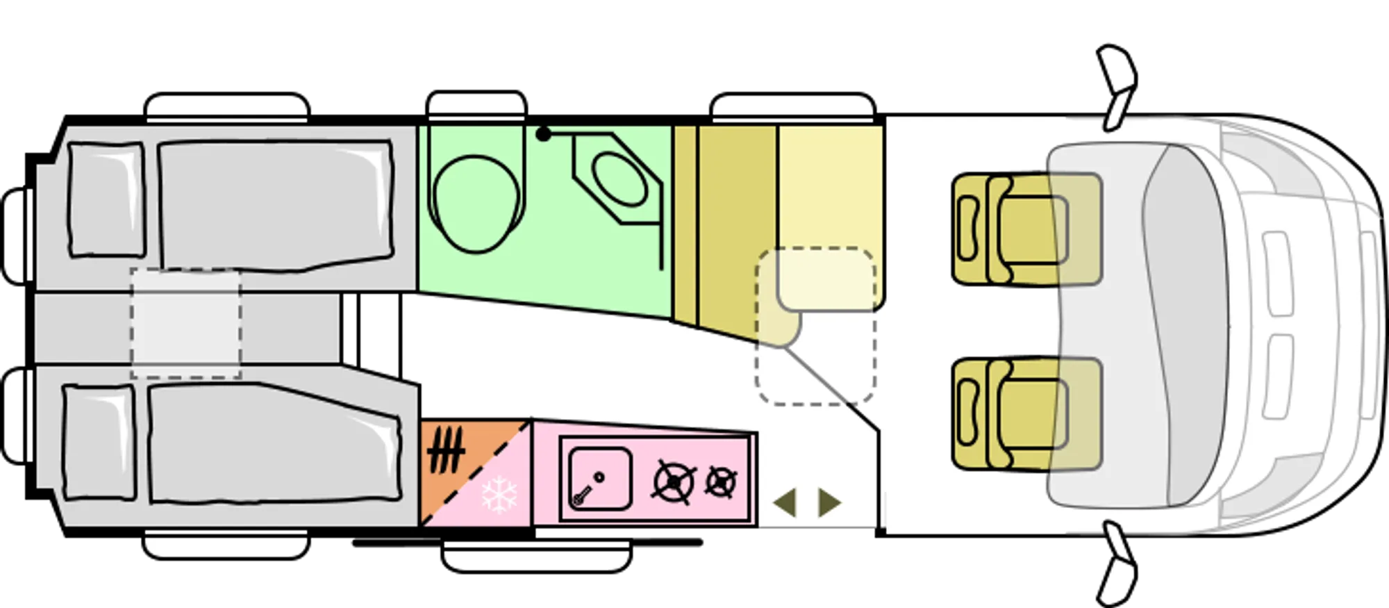 Půdorys Twin 640 SLB – noc