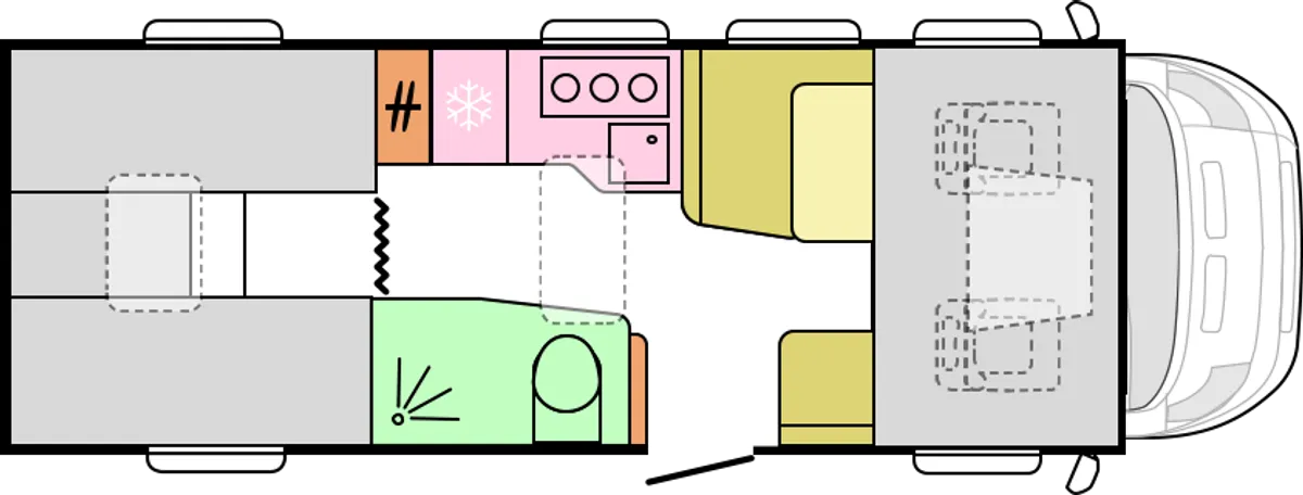 Půdorys Coral XL 660 SL – den