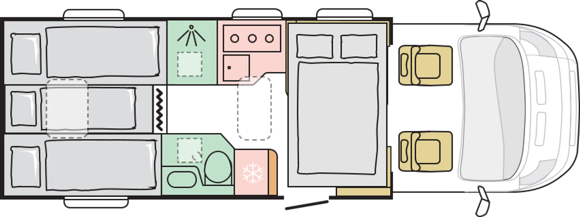 Floor plan 670 SL – night-time layout