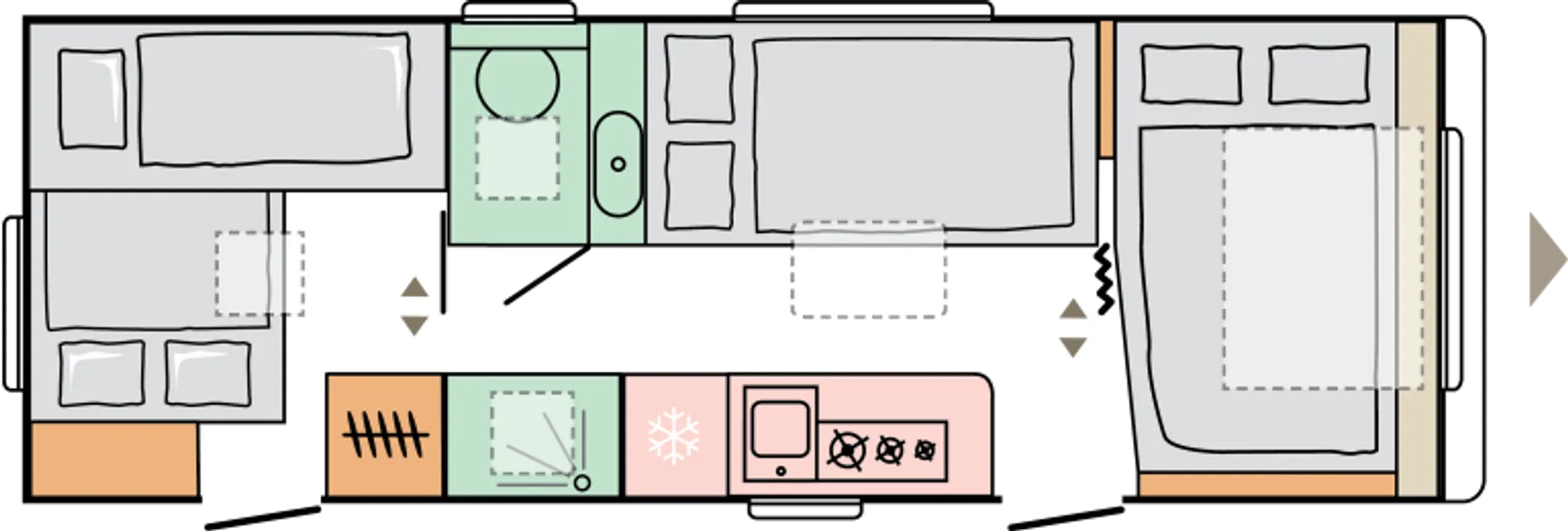 Floor plan 673 PK – night-time layout