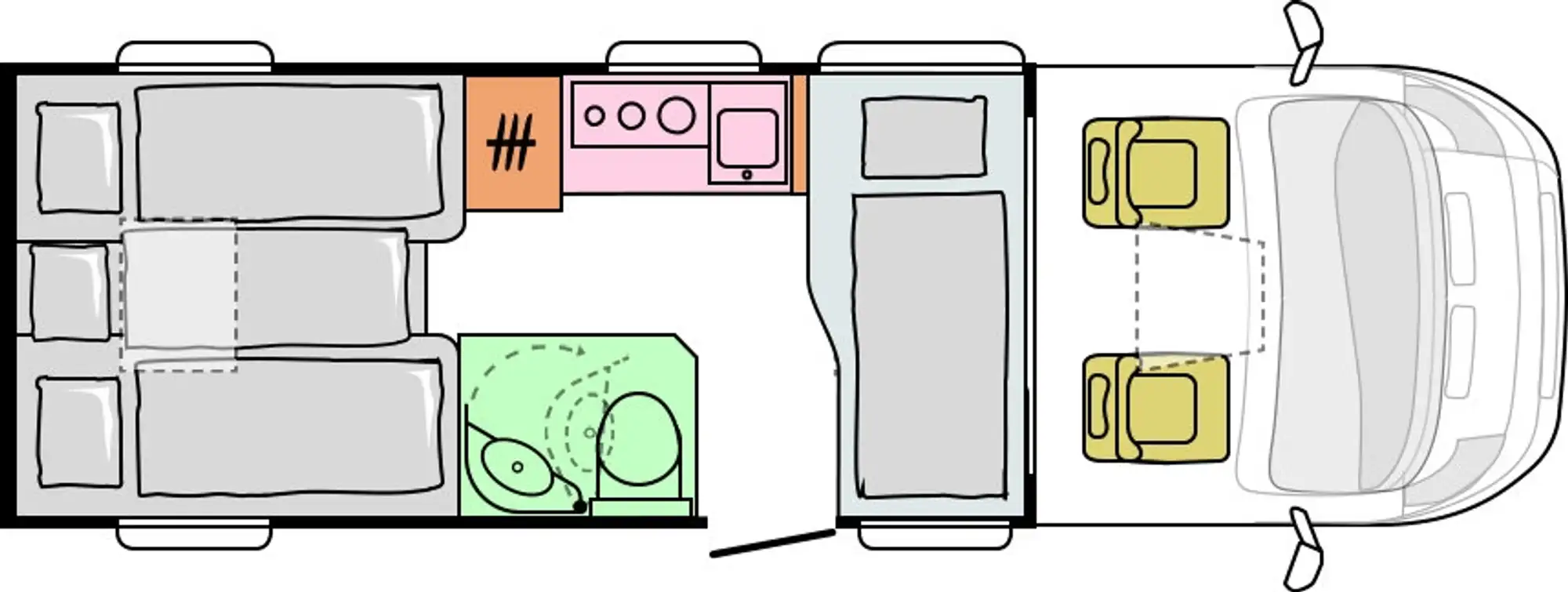 Floor plan DL – night-time layout