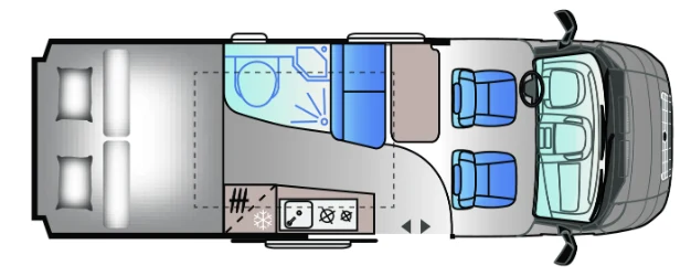 Půdorys V 65 GX TentTop – uspořádání ve dne