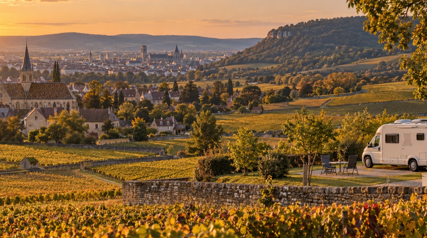 Burgundsko: Dijon, Beaune a Morvan — ilustračný pohľad na cestu obytným vozidlom