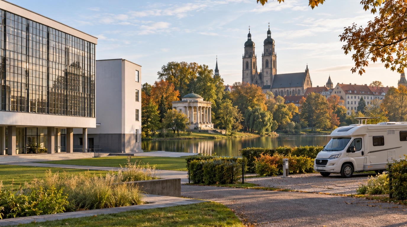 Dessau-Wörlitz a Lutherove mestá — ilustračný pohľad na cestu obytným vozidlom