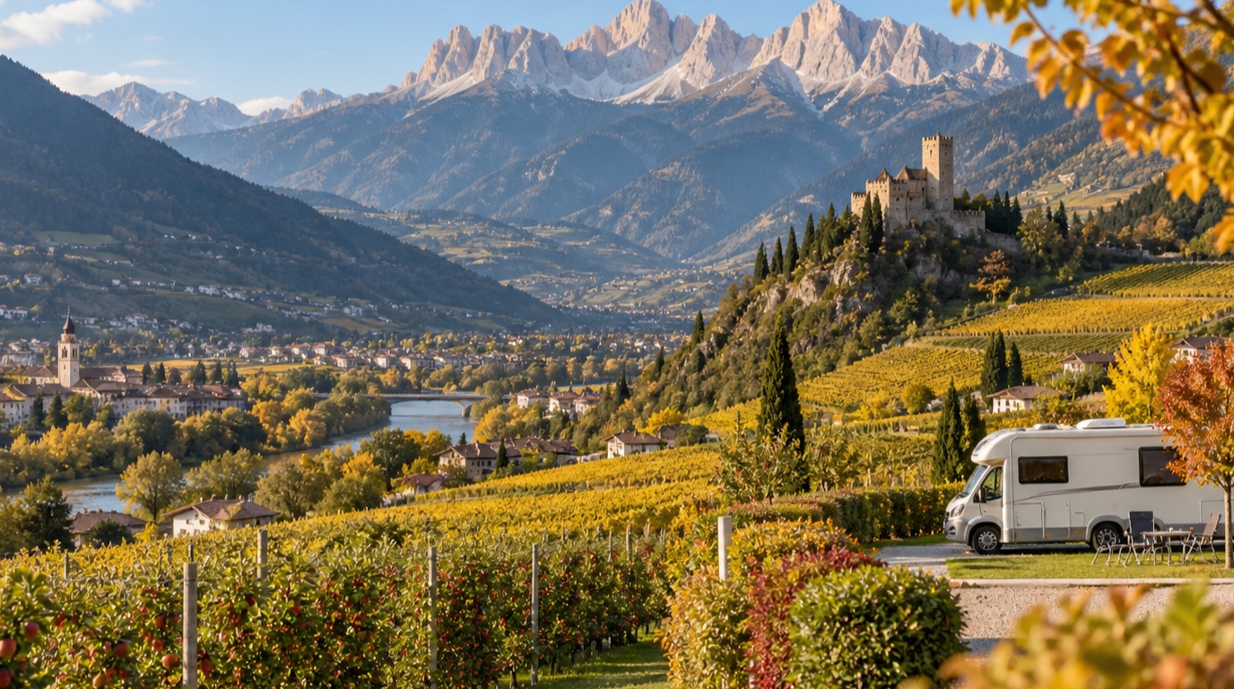South Tyrol: Bolzano and Merano — illustrative motorhome road trip view