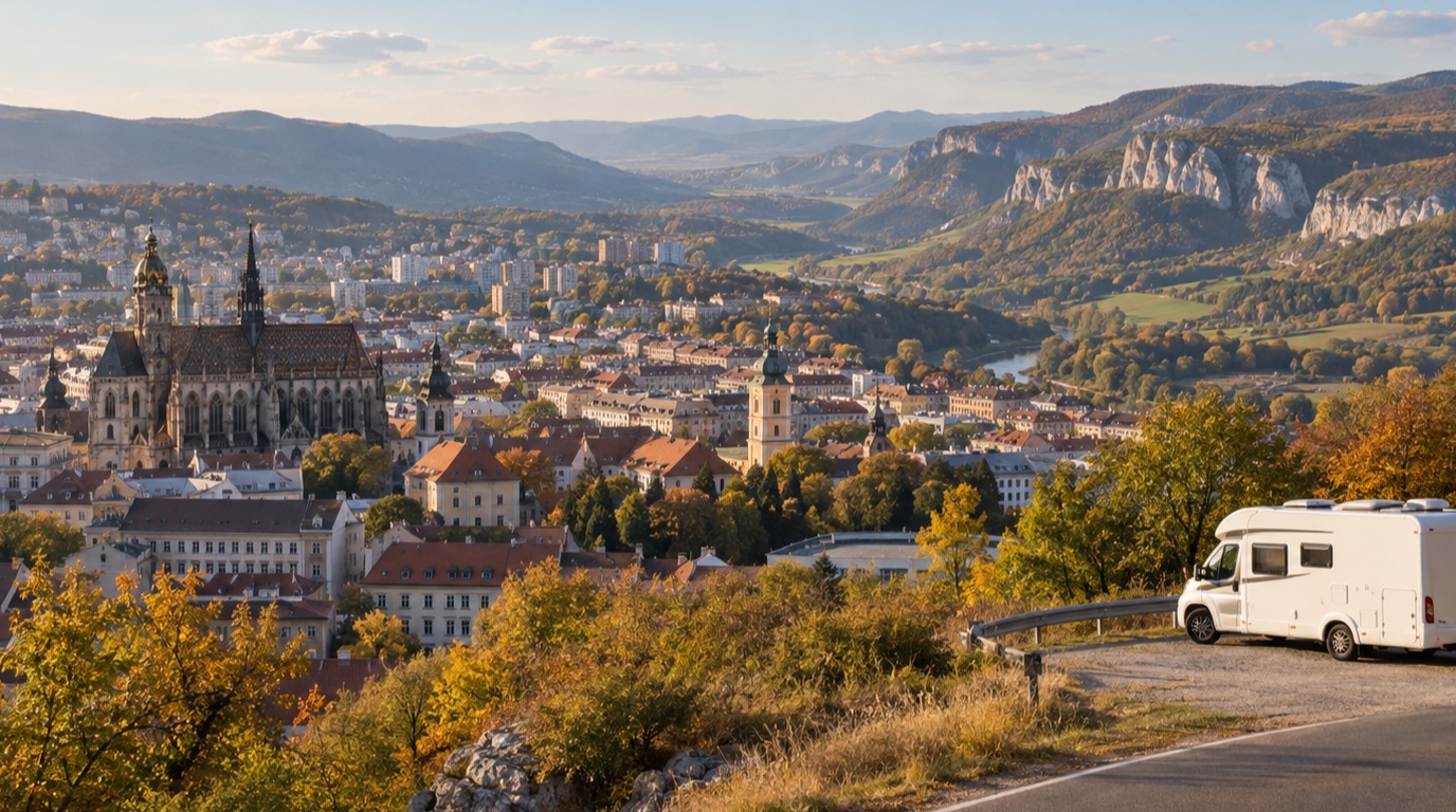 Košice, Slovenský kras a Gemer — ilustrační pohled na cestu obytným vozem