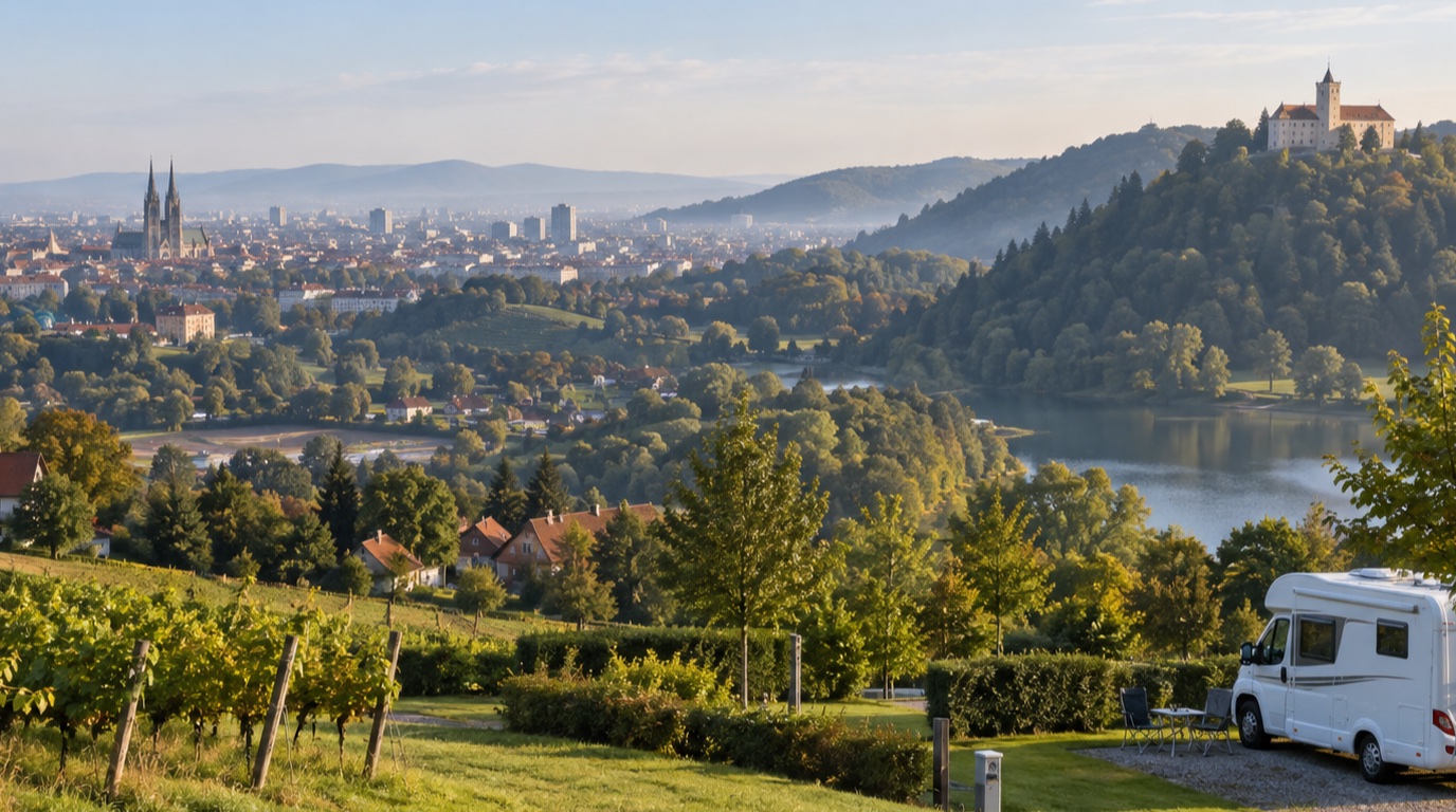 Zagreb and Hrvatsko Zagorje — illustrative motorhome road trip view